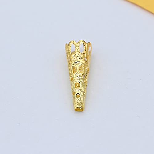 FC-54354 100p 9x23mm Gold/Silver Plated Metal Charms Spacer Beads Long Bugle Filigree Bead end caps Cone Jewelry findings DIY Accessories - ( Type: Gold )