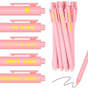 nuanchu 50 pcs baby shower pens retractable ballpoint pen with black ink baby shower favors for girl boy baby shower games decors office school teacher student writing supplies (pink, girl style)