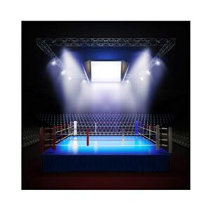 LFEEY 6x6ft Vinyl Boxing Backdrop for Photography Empty Professional Lighting Boxing Ring Void Squared Circle Prize Ring Arena Backdrop Sports Theme Party Supplies Birthday Photo Booth Studio Prop