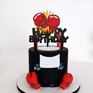 Boxing Happy Birthday Cake Topper,Sports Birthday Theme Party Cake Decor,Wrestle Themed Baby Shower or Birthday Party Decor Supplies