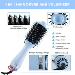 Hot Air Brush, 4 in 1 Hair Dryer Brush & Volumizer, One Step Blow Dryer Suitable for Straight and Curly Hair, Ceramic Coating Achieve Salon Styling at Home 1200W