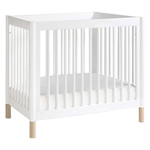 Babyletto Gelato 4-in-1 Convertible Mini Crib in White and Washed Natural, Greenguard Gold Certified