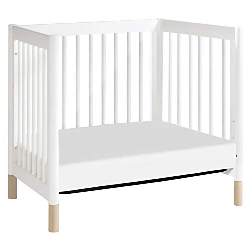 Babyletto Gelato 4-in-1 Convertible Mini Crib in White and Washed Natural, Greenguard Gold Certified