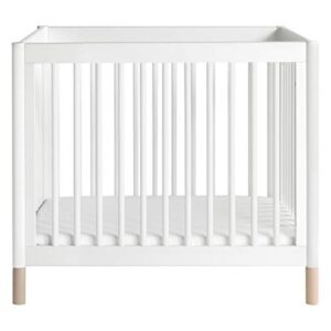 Babyletto Gelato 4-in-1 Convertible Mini Crib in White and Washed Natural, Greenguard Gold Certified