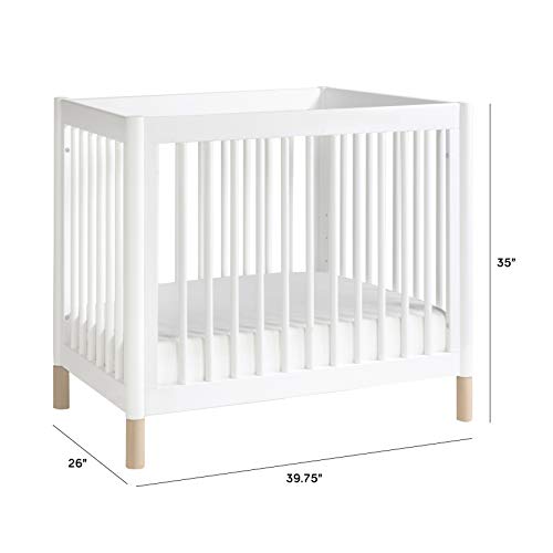 Babyletto Gelato 4-in-1 Convertible Mini Crib in White and Washed Natural, Greenguard Gold Certified