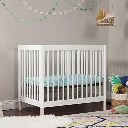 Babyletto Gelato 4-in-1 Convertible Mini Crib in White and Washed Natural, Greenguard Gold Certified