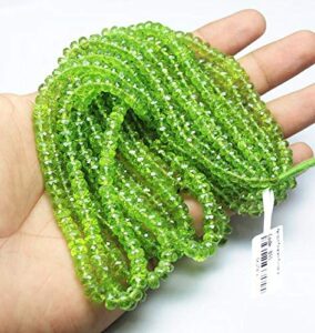 gemabyss beads gemstone natural green peridot faceted rondelle spacer micro gemstone craft loose beads strand 8 inch long 6mm 5.5mm code-mvg-434