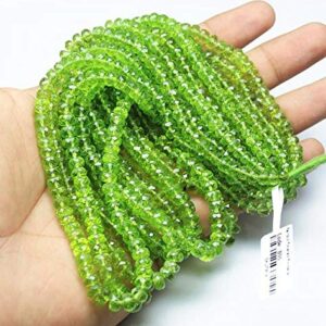 GemAbyss Beads Gemstone Natural Green Peridot Faceted Rondelle Spacer Micro Gemstone Craft Loose Beads Strand 8 Inch Long 6mm 5.5mm Code-MVG-434