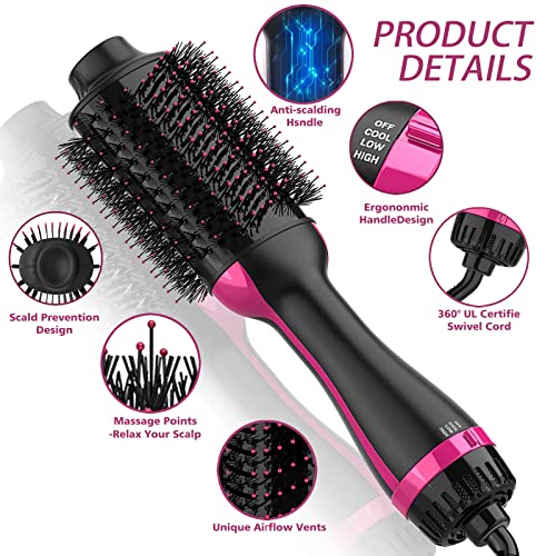 Hair Dryer Brush Blow Dryer Brush in One, 4 in 1 One Step Hair Dryer and Styler Volumizer Professional Hot Air Brush with Negative Ion Anti-frizz Blowout for Drying, Straightening, Curling, Salon