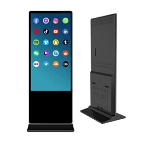 canlarriz 55 inch floor standing lcd digital signage, ir touch screen kiosks 4k uhd, android 9.0 os 2+16g black wifi display advertising player