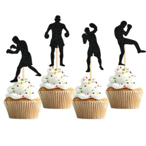 oringaga 24pcs boxing ring cakecup/cake topper themed party decorations pugilist infighter beat glove platform punching supplies favors sport birthday event