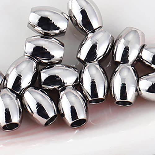 30-120pcs 4/5/8mm Stainless Steel Long Oval Cylinder Spacer Beads Charm Loose Bead for DIY Necklaces Jewelry Crafts