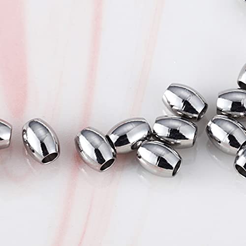 30-120pcs 4/5/8mm Stainless Steel Long Oval Cylinder Spacer Beads Charm Loose Bead for DIY Necklaces Jewelry Crafts