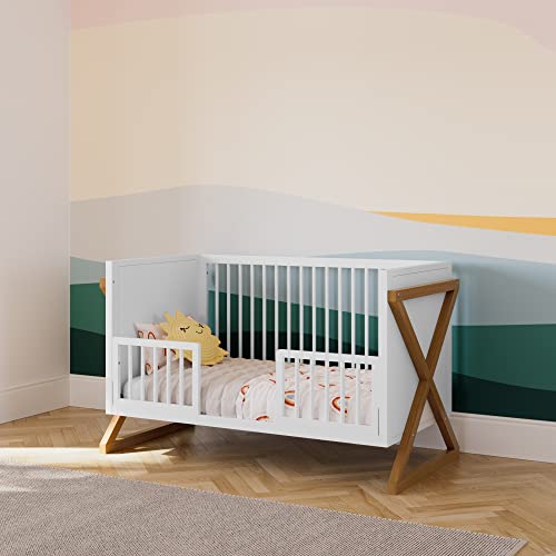 Storkcraft Equinox 3-in-1 Convertible Crib (Vintage Driftwood) Easily Converts to Toddler Bed & Daybed, 3-Position Adjustable Mattress Support Base, Modern Two-Tone Design for Contemporary Nursery