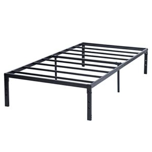 Epinki Metal Bed Frame Twin Size Single Platform Mattress Base, Metal Tube Twin Size, Black No Box Spring Needed