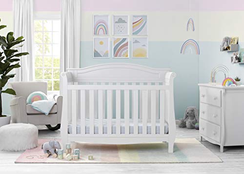 Delta Children Lancaster 4-in-1 Convertible Baby Crib, Bianca White