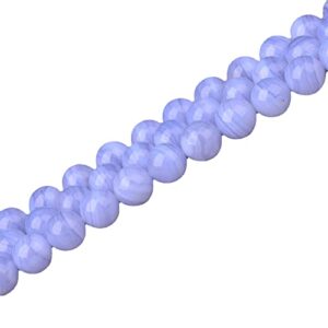 OURECO Crystal Accessories DIY Natural Crystal Natural sea Blue Pattern Round Beads Loose Beads semi-Finished Long Chain Bracelet Necklace Anklet Spacer Beads with Beads (Color : 6MM)