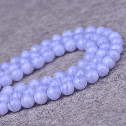 OURECO Crystal Accessories DIY Natural Crystal Natural sea Blue Pattern Round Beads Loose Beads semi-Finished Long Chain Bracelet Necklace Anklet Spacer Beads with Beads (Color : 6MM)