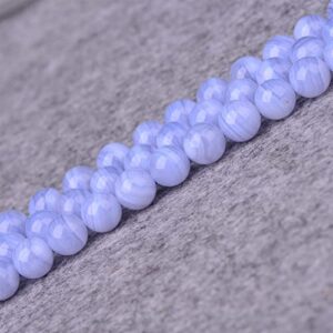 OURECO Crystal Accessories DIY Natural Crystal Natural sea Blue Pattern Round Beads Loose Beads semi-Finished Long Chain Bracelet Necklace Anklet Spacer Beads with Beads (Color : 6MM)