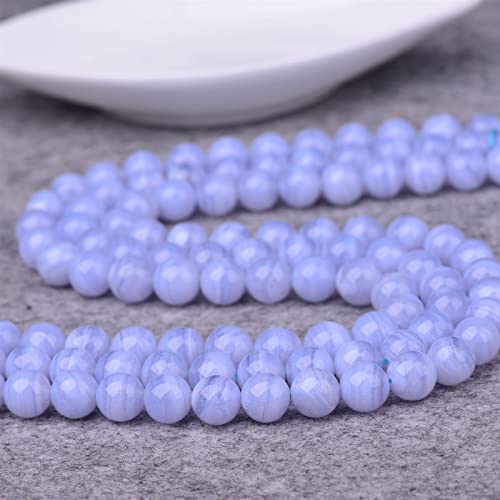 OURECO Crystal Accessories DIY Natural Crystal Natural sea Blue Pattern Round Beads Loose Beads semi-Finished Long Chain Bracelet Necklace Anklet Spacer Beads with Beads (Color : 6MM)