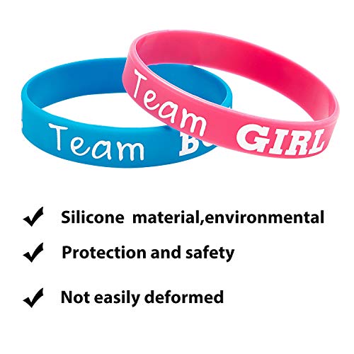 Gender Reveal Bracelets, Includes Team Boy Wristbands and Team Girl Wristbands for Baby Shower Party Gender Reveal Party Decorations Supplies(48 Pieces)