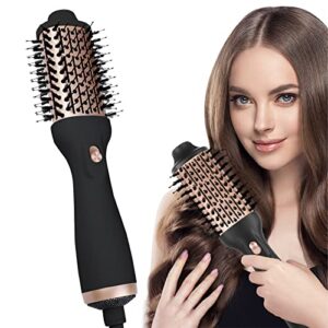 Hot Air Brush, Blow Dryer Brush, Deyzeum One Step Hair Dryer & Volumizer, Hair Straightener Brush Comb for Women, Negative Ion Anti-Frizz Blowout Brush for Drying, Straightening, Curling, Salon, Black