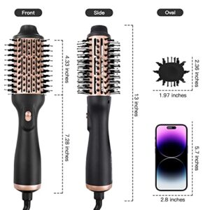 Hot Air Brush, Blow Dryer Brush, Deyzeum One Step Hair Dryer & Volumizer, Hair Straightener Brush Comb for Women, Negative Ion Anti-Frizz Blowout Brush for Drying, Straightening, Curling, Salon, Black