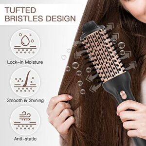 Hot Air Brush, Blow Dryer Brush, Deyzeum One Step Hair Dryer & Volumizer, Hair Straightener Brush Comb for Women, Negative Ion Anti-Frizz Blowout Brush for Drying, Straightening, Curling, Salon, Black