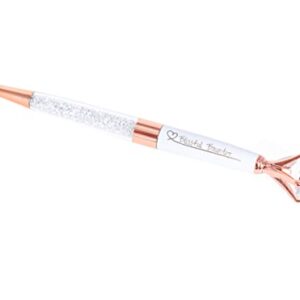 Blissful Bounty Diamond Metal Ballpoint White Pen in Rose Gold with Black Ink | 4 Ink Refills | 6.1 Inches Long