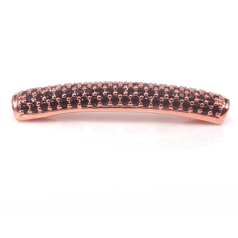 Davitu Fashion CZ Jewelry Findings Spacer Beads Curve Tubes Gold/Rose Gold/Silver/Black Color for Bracelet DIY Jewelry Making,28*4mm - (Color: Silver)