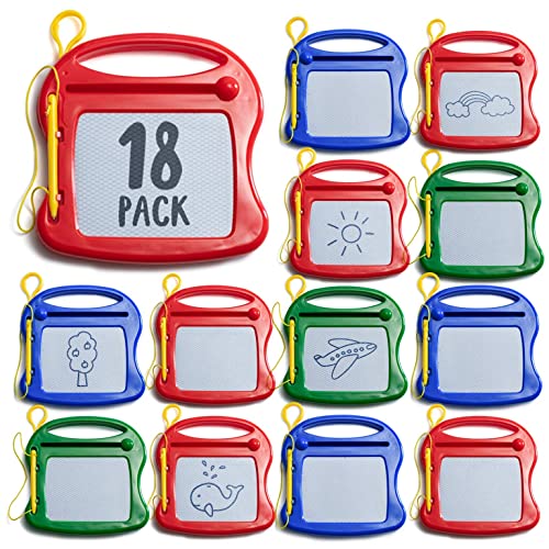 18 Pack of Mini Magnetic Drawing Board for Kids - Mini Doodle Pad Bulk Toys for Party Favors for Kids 4-8 and 8-12 - Classroom Prizes, Goodie Bags for Kids Birthday Party