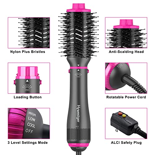 Blow Dryer Brush, 4 in 1 Blowout Brush,Hair Dryer Brush and Volumizer,Negative Ion Detachable Hair Dryer Styler Hot Air Hair Dryer for Straightening Curling Drying Multifunctional Styling