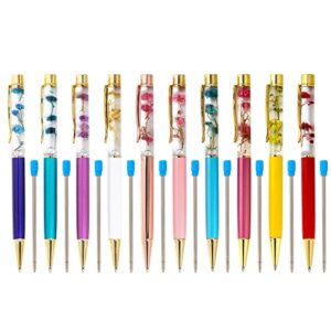 miayon 10pcs liquid floral pens rose metal ball pen with 10pcs extra refills blue ink colorful ballpoint pens refillable ball pen office supplies for school office home christmas new years gift pens
