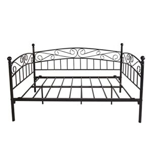Twin Size Metal Daybed, Low Platform Sofa Bed Frame Space Saving, No Spring Box Needed for Boys Girls Teens Adults, Under Bed Storage (Black)
