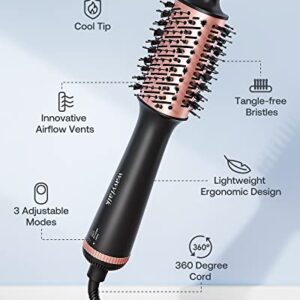 Hair Dryer Brush Blow Dryer Brush in One, Brush Blow Dryer with Negative Ionic, 4 in 1 Hair Dryer and Styler Volumizer Blowout Brush Hair Dryer for Drying Straightening Curling with Hair Towel Wrap