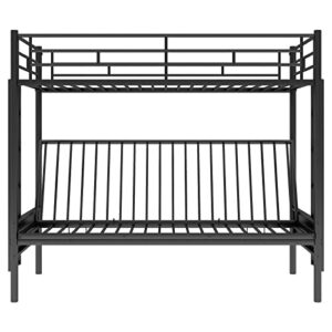 Epinki Twin Over Full Metal Bunk Bed, Multi-Function, Black, Bed Frame, Easy Assembly