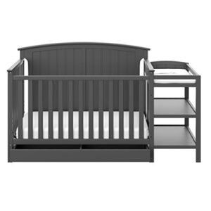 Storkcraft Steveston 5-in-1 Convertible Crib with Drawer (Gray) - Converts from Baby Crib to Toddler Bed, Daybed and Full-Size, Fits Standard Full-Size Crib Mattress, Adjustable Mattress Support Base