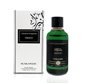 fresco unisex perfume, fragrance by pearla·nera with a vanilla, white floral and woody amber scent 3.4 fl oz by maison d'orient arabian oud (muestras de fragancias arabes)