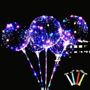 led light up bobo balloons colorful 10 packs,3 levels flashing handle,20 inches bubble balloon,70cm stick,christmas birthday party decoration