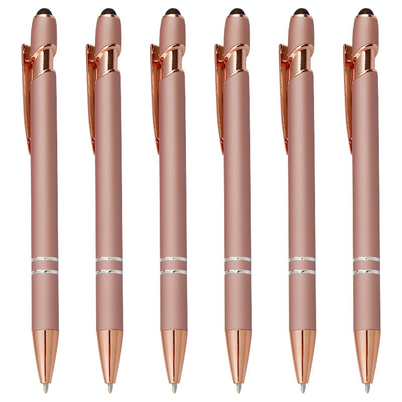 Aluminum barrel Ballpoint Pen, 5 Pcs Retractable Metal Ballpoint Pens, for Gift, Business, Office, 1.0mm Medium Point Black Ink,Rose Gold