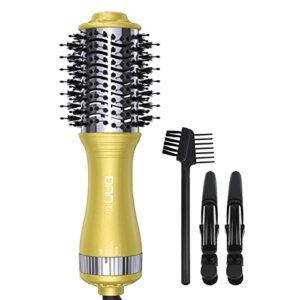 travel hair dryer brush blow dryer brush, 4 in 1 styling tools travel size hot air brush 125volt with titanium barrel & 3 temperature settings, frizz-free results for all hair types