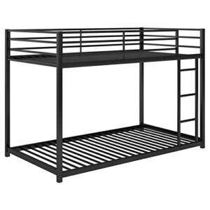 Epinki Metal Bunk Bed, Twin Over Twin, Low Bunk Bed with Ladder, Black Bed Frame, Easy Assembly