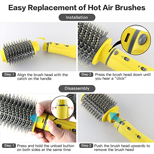 Hair Dryer Brush, WeChip 4 in 1 Hot Air Brush for Drying/Curling/Straightening, One-Step Blow Dryer Brush & Volumizer with Ceramic Coating, 3 Temperature Settings, Detachable Design for Travel Salon