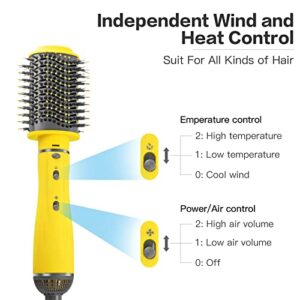 Hair Dryer Brush, WeChip 4 in 1 Hot Air Brush for Drying/Curling/Straightening, One-Step Blow Dryer Brush & Volumizer with Ceramic Coating, 3 Temperature Settings, Detachable Design for Travel Salon