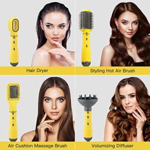 Hair Dryer Brush, WeChip 4 in 1 Hot Air Brush for Drying/Curling/Straightening, One-Step Blow Dryer Brush & Volumizer with Ceramic Coating, 3 Temperature Settings, Detachable Design for Travel Salon