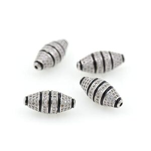 cz micro pave long oval beads,oval spacer beads,cubic zirconia findings,men bracelet charm beads 21x10mm 3pcs