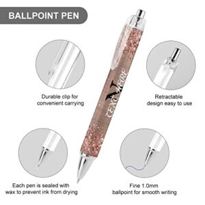 Personalized Custom Rose Gold Glitter Pattern Pens with Stylus Tip, Customized Engraving Ballpoint Pens with Name Massage Text Logo, Gift Ideas for School Office Business Birthday Graduation Anniversa