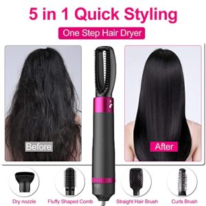 5 in 1 Hair Dryer Brush, Blow Dryer Brush Styler,Salon Negative Ionic Electric Hot Air Brush, Hair Straightener&Curly Hair Comb, Detachable Brush Hair Dryers for Women,Make Hair Smooth