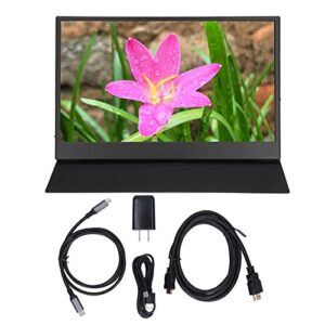 Acouto 13.3 Inch Monitor Aluminum Alloy Plastic Portable 1440P HD IPS Screen Monitor Type C External Screen for for Phone Laptop