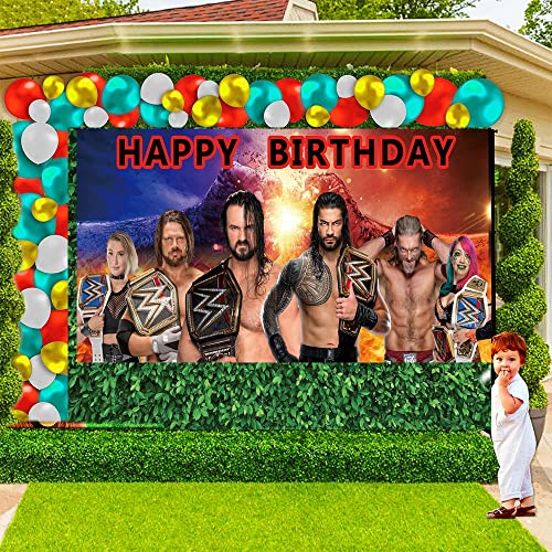 N07240-DXB-WE Wrestling Party Favor Bags Goodie Treat Candy Boxing Match Supplies Decorations Birthday Cake Topper Backdrop Banner